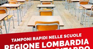 Tamponi rapidi nelle scuole: “Regione Lombardia è, ancora una volta, colpevolmente in ritardo”