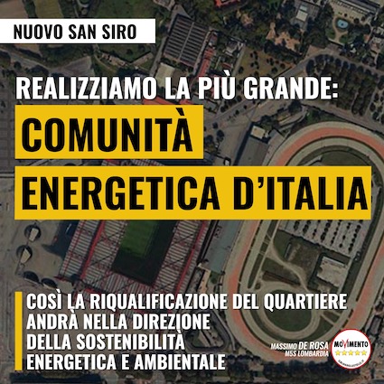 San Siro, proponiamo di realizzare la più grande Comunità Energetica d’Italia