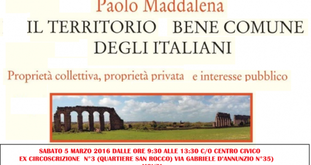 “Il Territorio Bene Comune degli Italiani” partecipa al convegno
